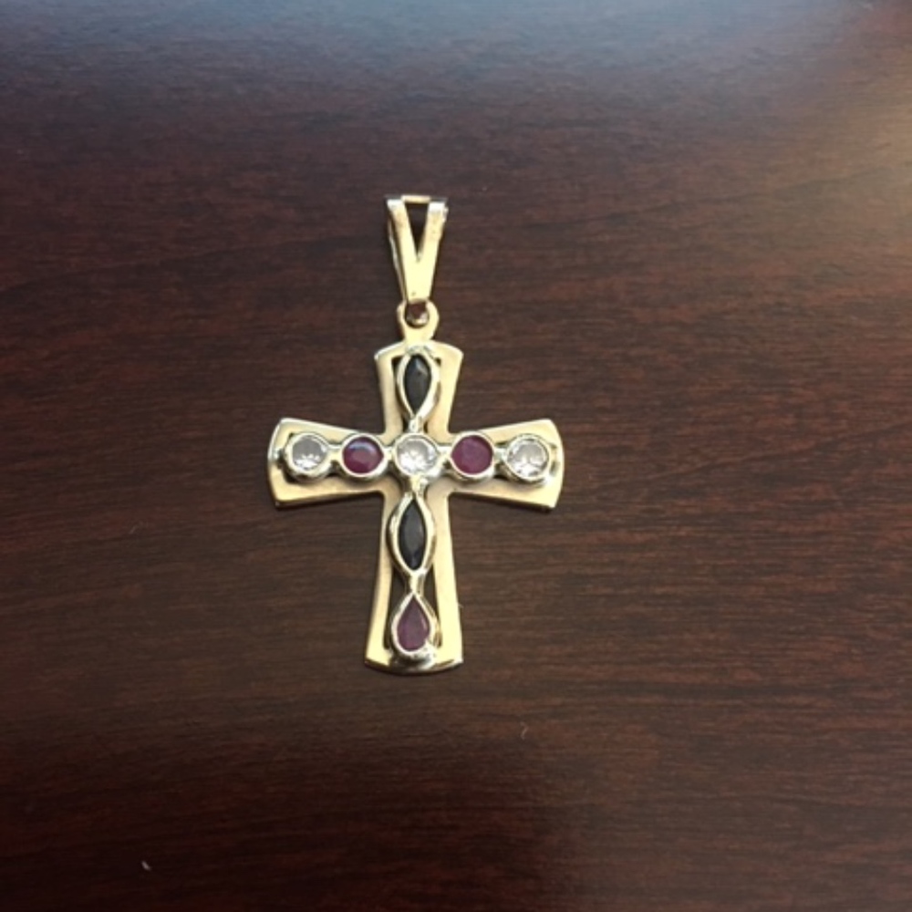 10kt Gold Charm with rubies and sapphires